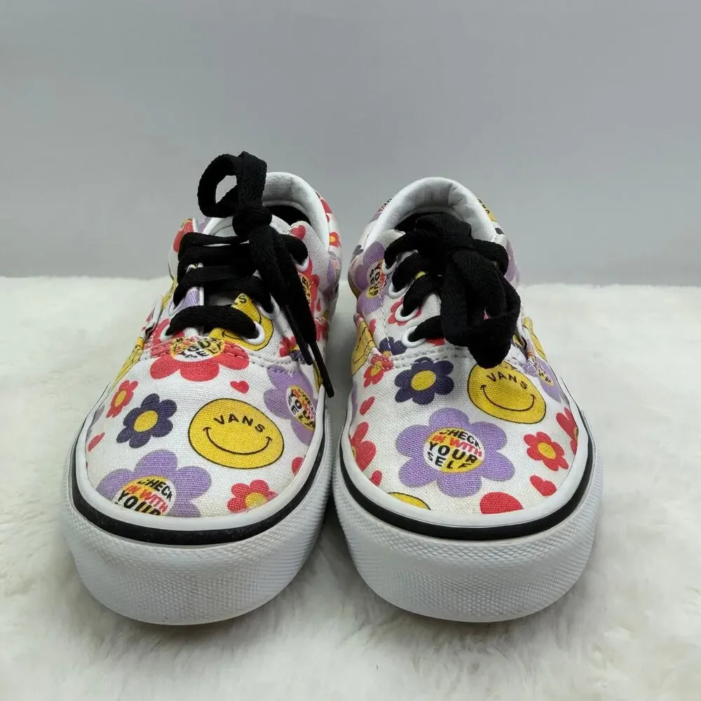 Vans Era Radically Happy Kids Skate Shoes True White Canvas Size 2